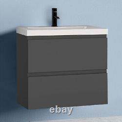 50/60/80/100cm Vanity Unit Basin Sink Wall Hung Two Drawers Bathroom Cabinet