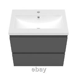 50/60/80/100cm Vanity Unit Basin Sink Wall Hung Two Drawers Bathroom Cabinet