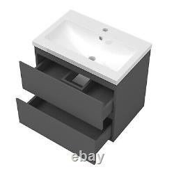 50/60/80/100cm Vanity Unit Basin Sink Wall Hung Two Drawers Bathroom Cabinet