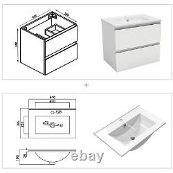 500 600 800 1000 1200mm Bathroom Vanity Unit with Sink Drawers High Gloos White