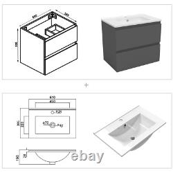 500 600 800 1000 1200mm Bathroom Vanity Unit with Sink Drawers High Gloos White