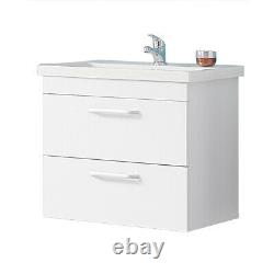 500 600 800 1000 Wall Hung Bathroom Vanity Unit with Drawers Grey White Cabinet