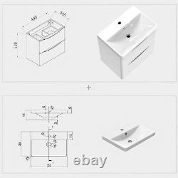 500 600 800 White Bathroom Vanity Unit Basin Storage Wall Hung Cabinet Furniture