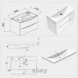 500 600 800 White Bathroom Vanity Unit Basin Storage Wall Hung Cabinet Furniture