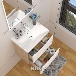 500 600 800mm Bathroom Vanity Unit with Basin Storage Wall Hung White Gloss Matt