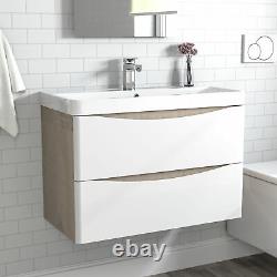 500 600 800mm Wall Hung Vanity Unit with Basin 2 Drawers Bathroom Cabinet Design