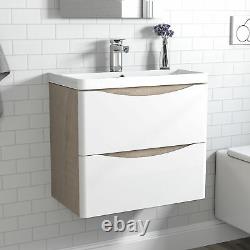 500 600 800mm Wall Hung Vanity Unit with Basin 2 Drawers Bathroom Cabinet Design