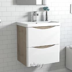 500 600 800mm Wall Hung Vanity Unit with Basin 2 Drawers Bathroom Cabinet Design