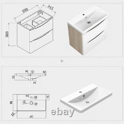 500 600 800mm Wall Hung Vanity Unit with Basin 2 Drawers Bathroom Cabinet Design