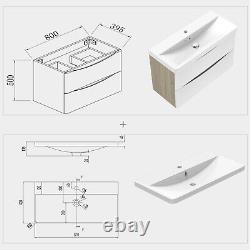 500 600 800mm Wall Hung Vanity Unit with Basin 2 Drawers Bathroom Cabinet Design