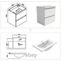 500 600 mm White Wall Hung Bathroom Sink Cabinet Freestanding Vanity Units Basin