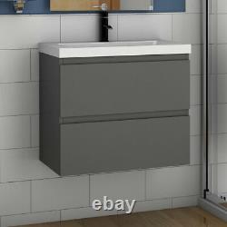 500 600mm Bathroom Vanity Unit Resin Basin Sink Storage Wall Hung Cabinet Grey