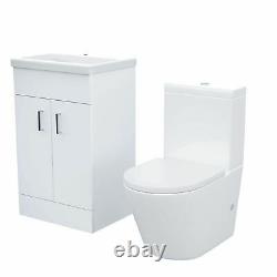 500 Basin Vanity & WC Toilet Pan and Soft Close Seat Bathroom Suite Nanuya