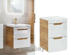 500 Bathroom Vanity Unit Sink Wall Cabinet Drawer White Gloss Oak Compact Aruba
