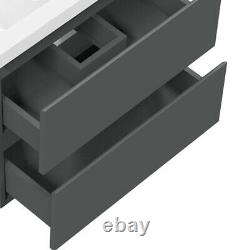 500 Grey Bathroom Vanity Unit with Sink Wall Hung Storage Cabinet Pre-assembled