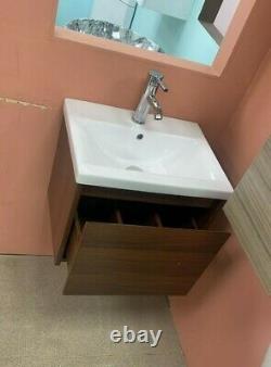 500 MM Vanity Unit Basin Sink Tap Waste Wall Hung Bathroom Cloakroom Drawer