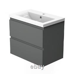 500 Wall Hung Bathroom Vanity Unit with Drawers Grey White Cabinet Pre-assembled