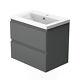 500 Wall Hung Bathroom Vanity Unit With Drawers Grey White Cabinet Pre-assembled