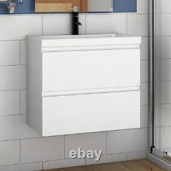 500mm / 600mm Vanity Unit Wall Hung with Optional Sink Storage White Bathroom