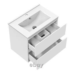 500mm / 600mm Vanity Unit Wall Hung with Optional Sink Storage White Bathroom