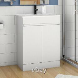 500mm 600mm White Bathroom Sink and Cabinet Cupboards Freestanding Vanity Units