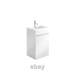 500mm Basin Sink Bathroom Vanity Cabinet Floor Standing Unit White Handleless