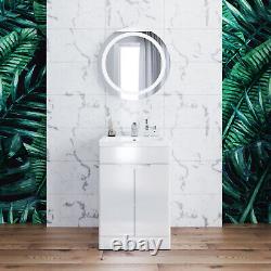 500mm Bathroom Storage Vanity Unit Sink High Glossy White Floor Standing Cabinet