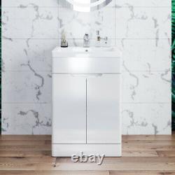 500mm Bathroom Vanity Unit Basin Sink Floor Standing Storage Cabinet White Gloss