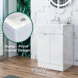 500mm Bathroom Vanity Unit Basin Sink Floor Standing Storage Cabinet White Gloss