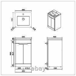 500mm Bathroom Vanity Unit Basin Sink Floor Standing Storage Cabinet White Gloss