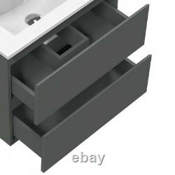 500mm Bathroom Vanity Unit Drawers Wall Hung With Basin Cabinet Furniture Grey
