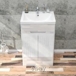 500mm Bathroom Vanity Unit Sink Gloss Floor Standing White Basin Storage Cabinet