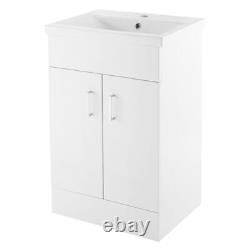 500mm Bathroom Vanity Unit White Cloakroom Two Door Basin Sink Cabinet & Tap Set