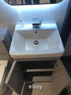 500mm Bathroom Vanity Unit Wolf Grey Floor Standing Ceramic Basin Floor Mounted