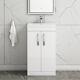 500mm Floor Standing Bathroom Vanity Unit 2 Door With Mid-edge Basin Gloss White