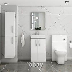 500mm Floor Standing Bathroom Vanity Unit 2 Door with Mid-Edge Basin Gloss White