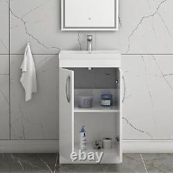 500mm Floor Standing Bathroom Vanity Unit 2 Door with Mid-Edge Basin Gloss White