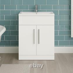500mm Floor Standing Vanity Unit Basin Sink Bathroom Storage Cabinet Gloss White