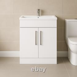 500mm Floor Standing Vanity Unit Basin Sink Bathroom Storage Cabinet Gloss White