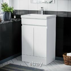 500mm Floorstanding Flat Pack Vanity Cabinet Basin Sink Unit White Hardie