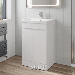 500mm Free Standing Vanity Unit 1TH Basin Sink Gloss White Flat Pack Bathroom