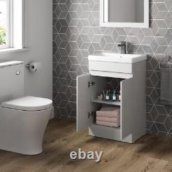 500mm Free Standing Vanity Unit 1TH Basin Sink Gloss White Flat Pack Bathroom