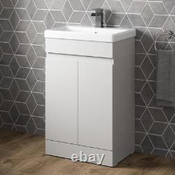 500mm Free Standing Vanity Unit 1TH Basin Sink Gloss White Flat Pack Bathroom