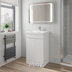 500mm Free Standing Vanity Unit 1TH Basin Sink Gloss White Flat Pack Bathroom