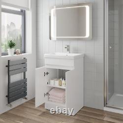 500mm Free Standing Vanity Unit 1TH Basin Sink Gloss White Flat Pack Bathroom