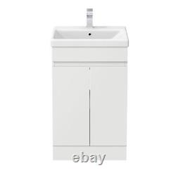 500mm Free Standing Vanity Unit 1TH Basin Sink Gloss White Flat Pack Bathroom
