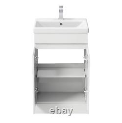 500mm Free Standing Vanity Unit 1TH Basin Sink Gloss White Flat Pack Bathroom