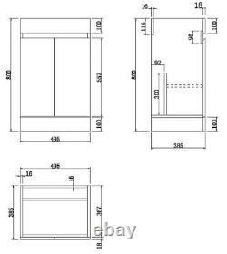 500mm Free Standing Vanity Unit 1TH Basin Sink Gloss White Flat Pack Bathroom