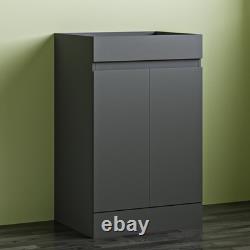 500mm Freestanding Vanity Unit Basin Sink Bathroom Cabinet Gloss Grey Separately