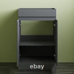 500mm Freestanding Vanity Unit Basin Sink Bathroom Cabinet Gloss Grey Separately